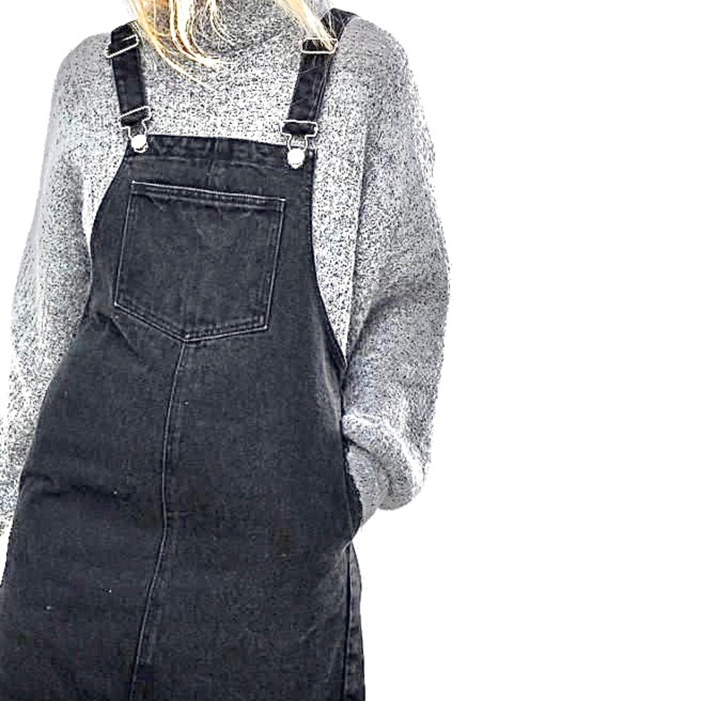Faded Black Overall Dress